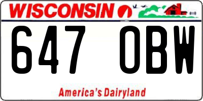 WI license plate 647OBW