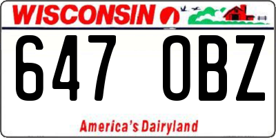 WI license plate 647OBZ