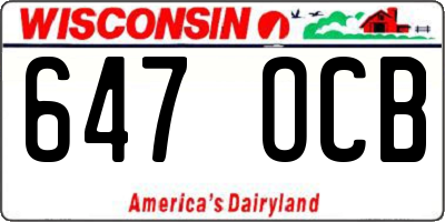 WI license plate 647OCB