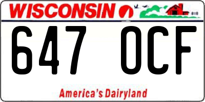 WI license plate 647OCF