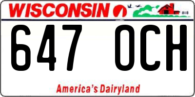 WI license plate 647OCH