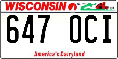 WI license plate 647OCI