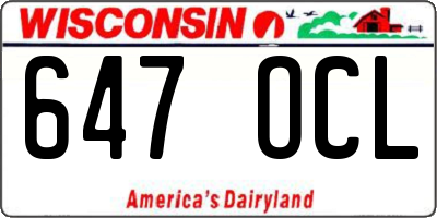 WI license plate 647OCL