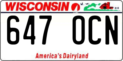 WI license plate 647OCN