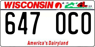WI license plate 647OCO