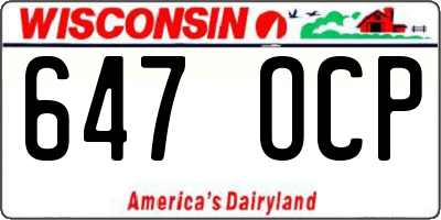 WI license plate 647OCP