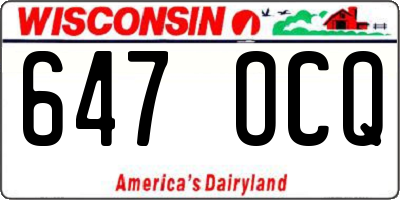 WI license plate 647OCQ