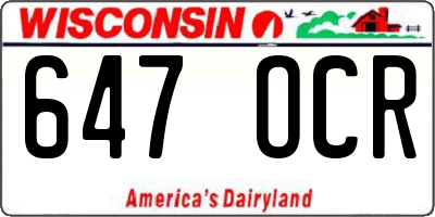 WI license plate 647OCR