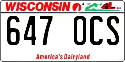 WI license plate 647OCS