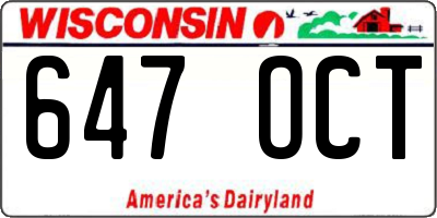 WI license plate 647OCT