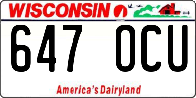 WI license plate 647OCU