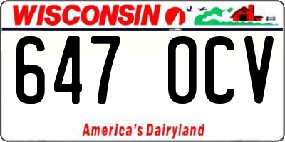 WI license plate 647OCV