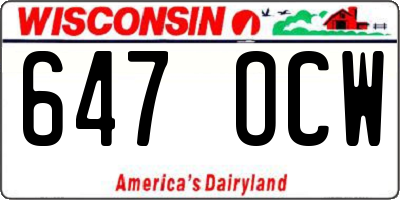 WI license plate 647OCW