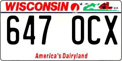 WI license plate 647OCX