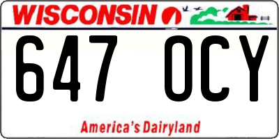 WI license plate 647OCY
