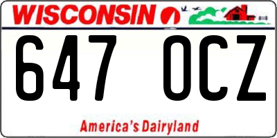 WI license plate 647OCZ