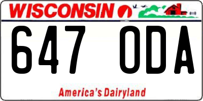 WI license plate 647ODA