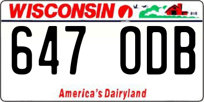 WI license plate 647ODB