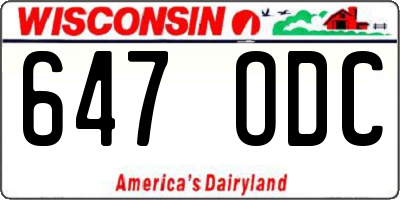 WI license plate 647ODC