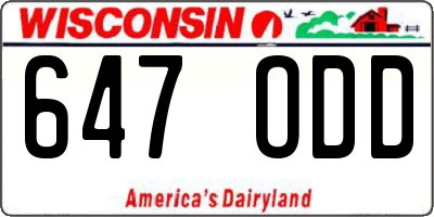 WI license plate 647ODD
