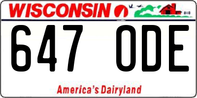 WI license plate 647ODE