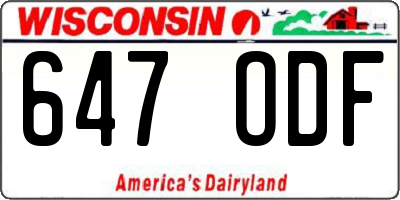 WI license plate 647ODF