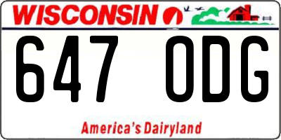 WI license plate 647ODG