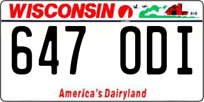 WI license plate 647ODI