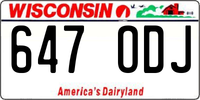 WI license plate 647ODJ