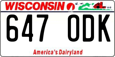 WI license plate 647ODK