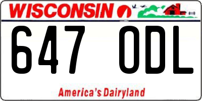 WI license plate 647ODL