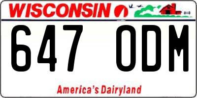 WI license plate 647ODM