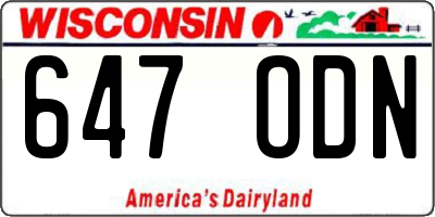 WI license plate 647ODN