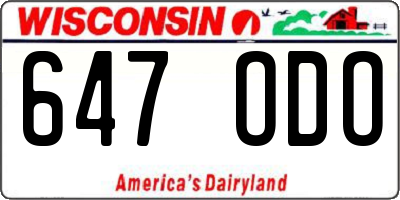 WI license plate 647ODO