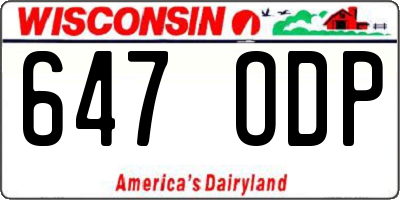 WI license plate 647ODP