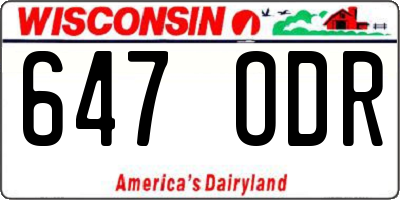 WI license plate 647ODR