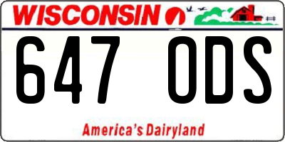 WI license plate 647ODS