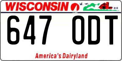 WI license plate 647ODT