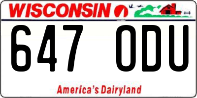 WI license plate 647ODU