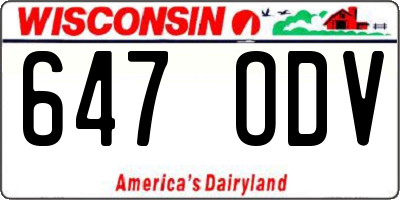 WI license plate 647ODV