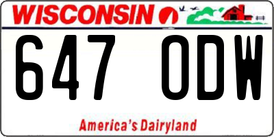 WI license plate 647ODW
