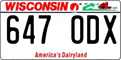 WI license plate 647ODX