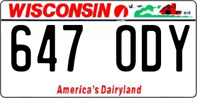 WI license plate 647ODY