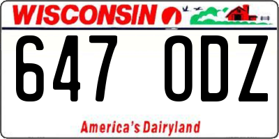 WI license plate 647ODZ