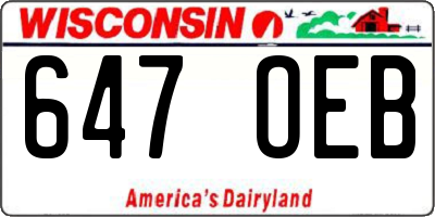 WI license plate 647OEB
