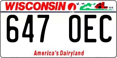 WI license plate 647OEC
