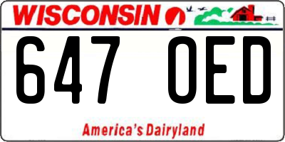 WI license plate 647OED