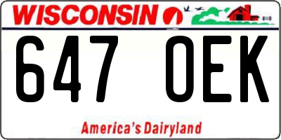 WI license plate 647OEK
