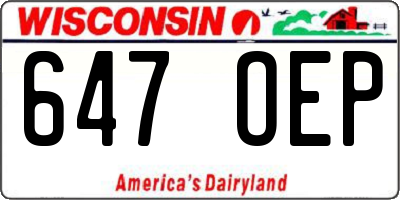 WI license plate 647OEP