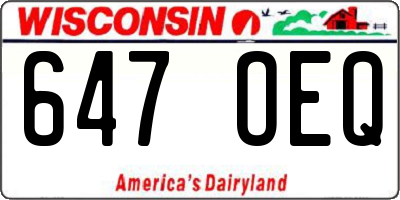WI license plate 647OEQ